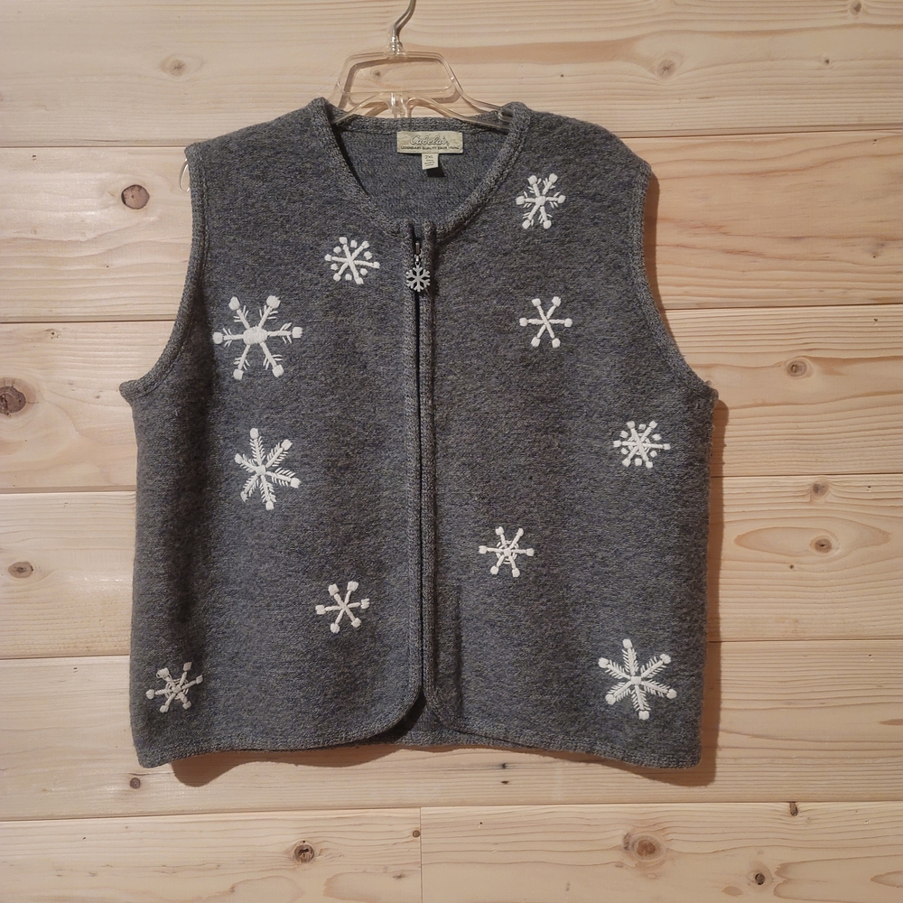 Vtg Cabela's Women's with White Snowflake Embroidery Size 2XL 25x24 100% Wool